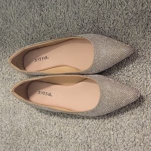 Rhinestone pointed toe flats